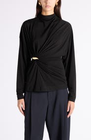 Bottega Veneta Cinch Waist Funnel Neck Top