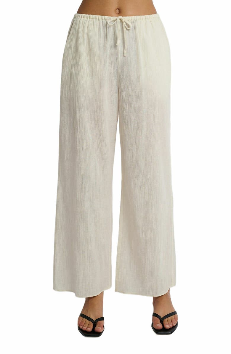 Onia Crinkle Gauze Drawstring Pant, Alternate, color, Egret