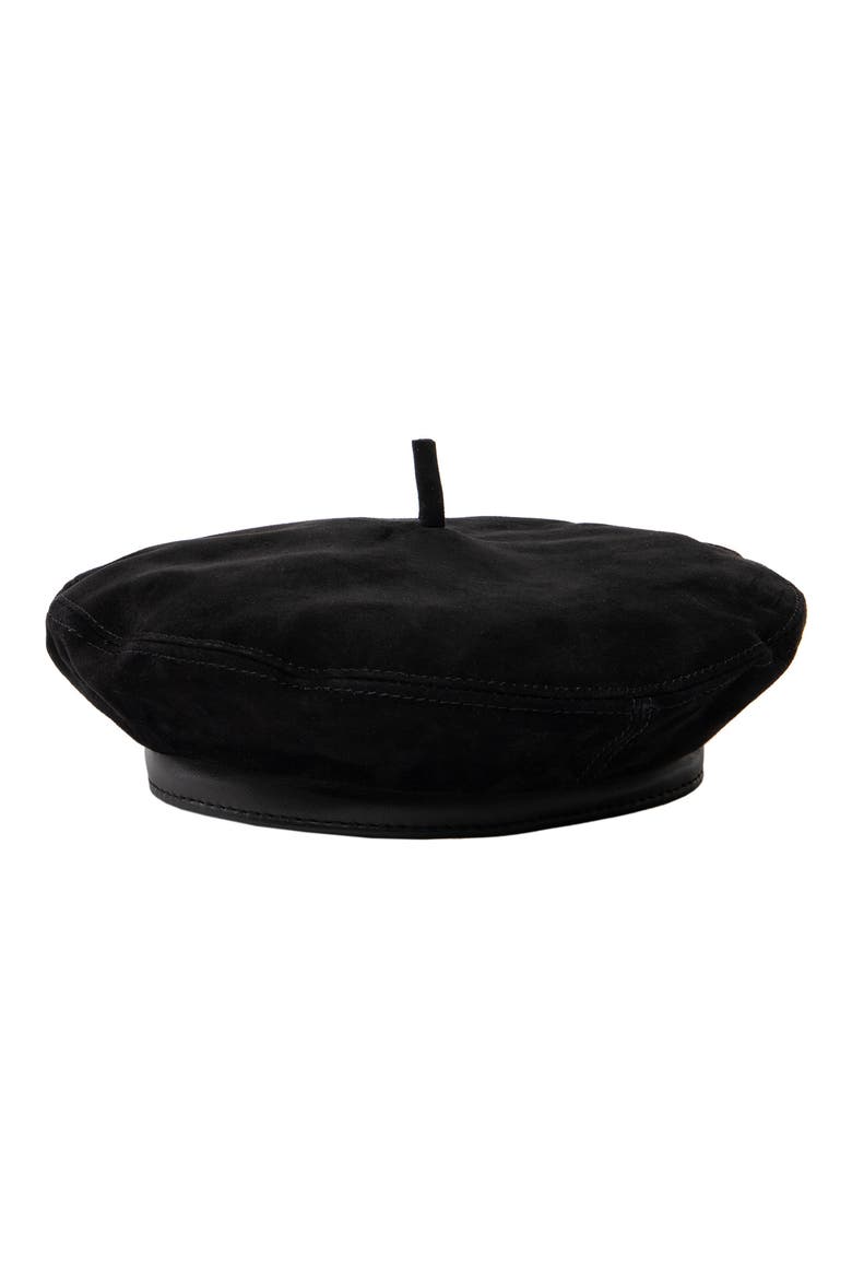 Suede Beret, Main, color, BLACK