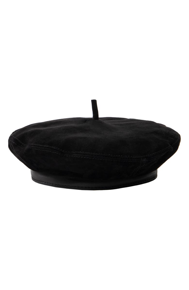 San Diego Hat Suede Beret, Main, color, Black