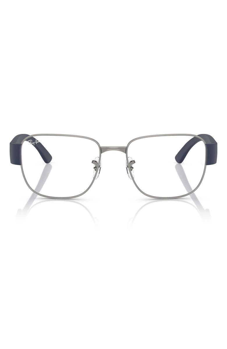 Ray-Ban 55mm Square Optical Glasses, Main, color, Gunmetal