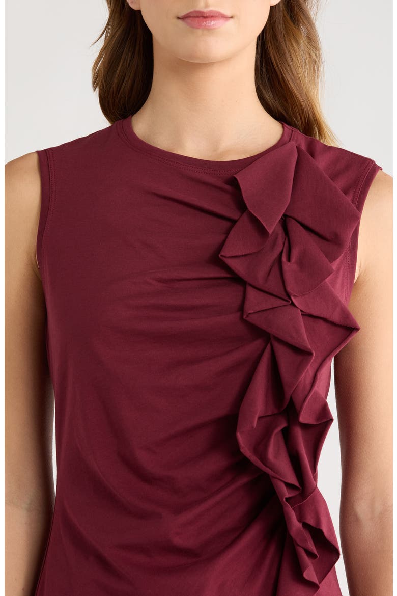 Clio Sleeveless Organic Cotton Ruched Top, Alternate, color, CLARET