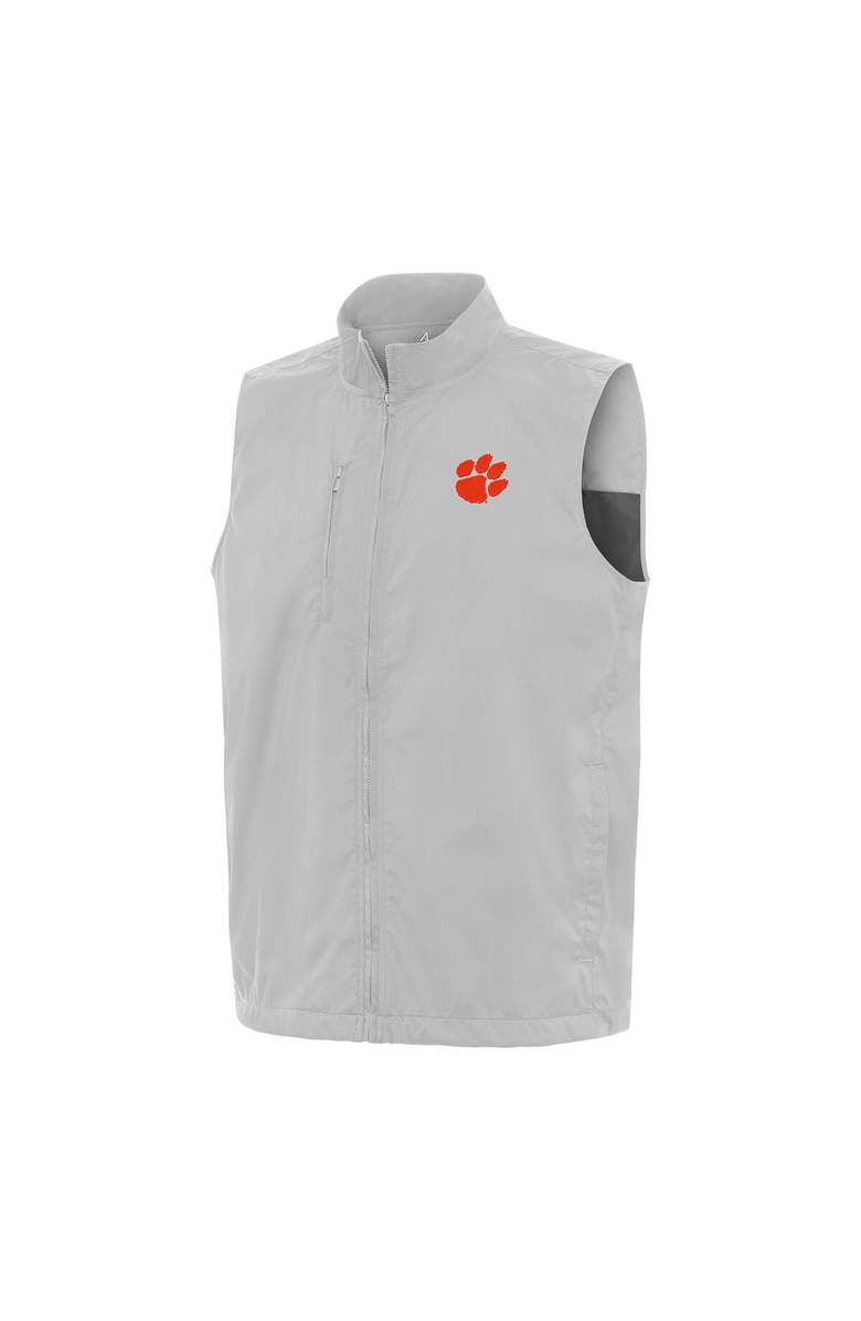ANTIGUA Men's Antigua Heather Gray Clemson Tigers Brisk Full-Zip Vest, Main, color, Heather Gray