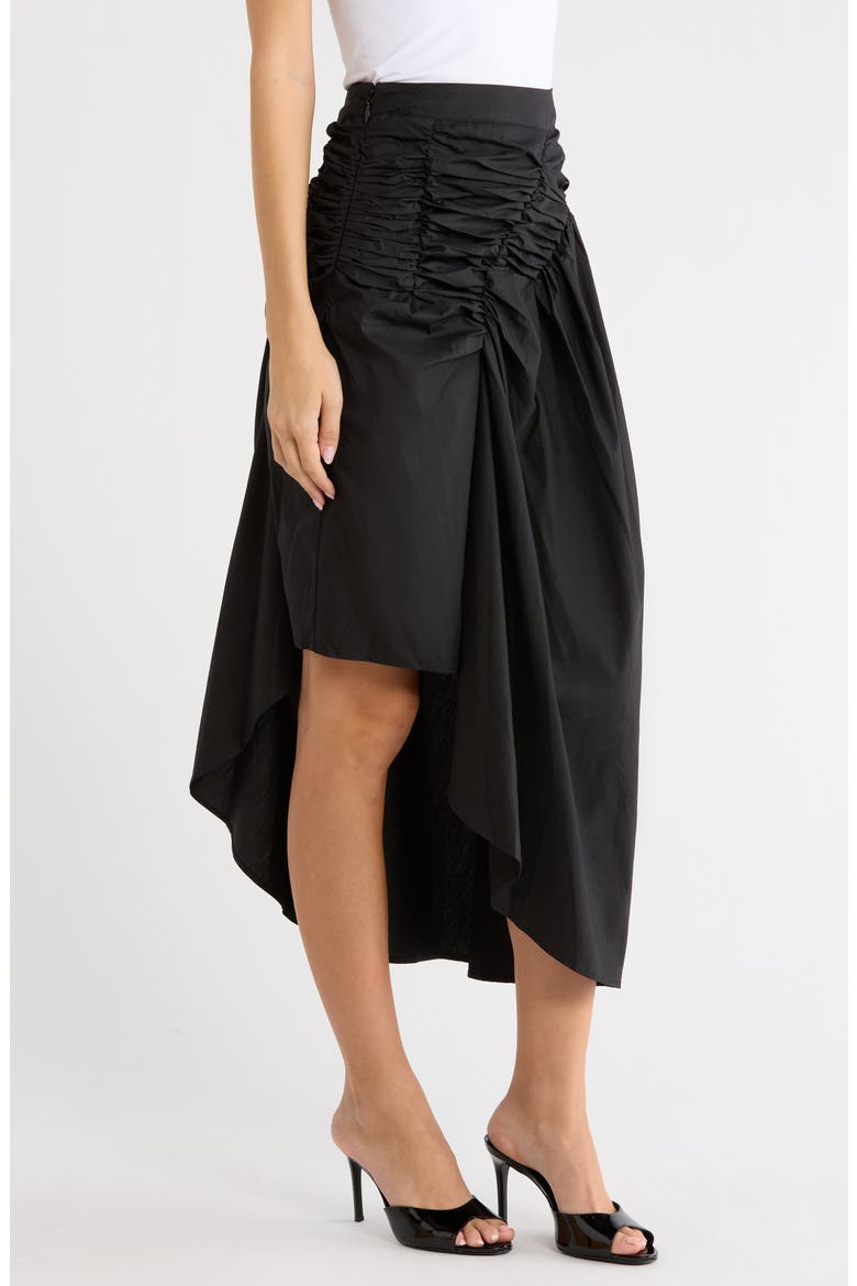 Belen Ruched Asymmetric Maxi Skirt, Alternate, color, BLACK