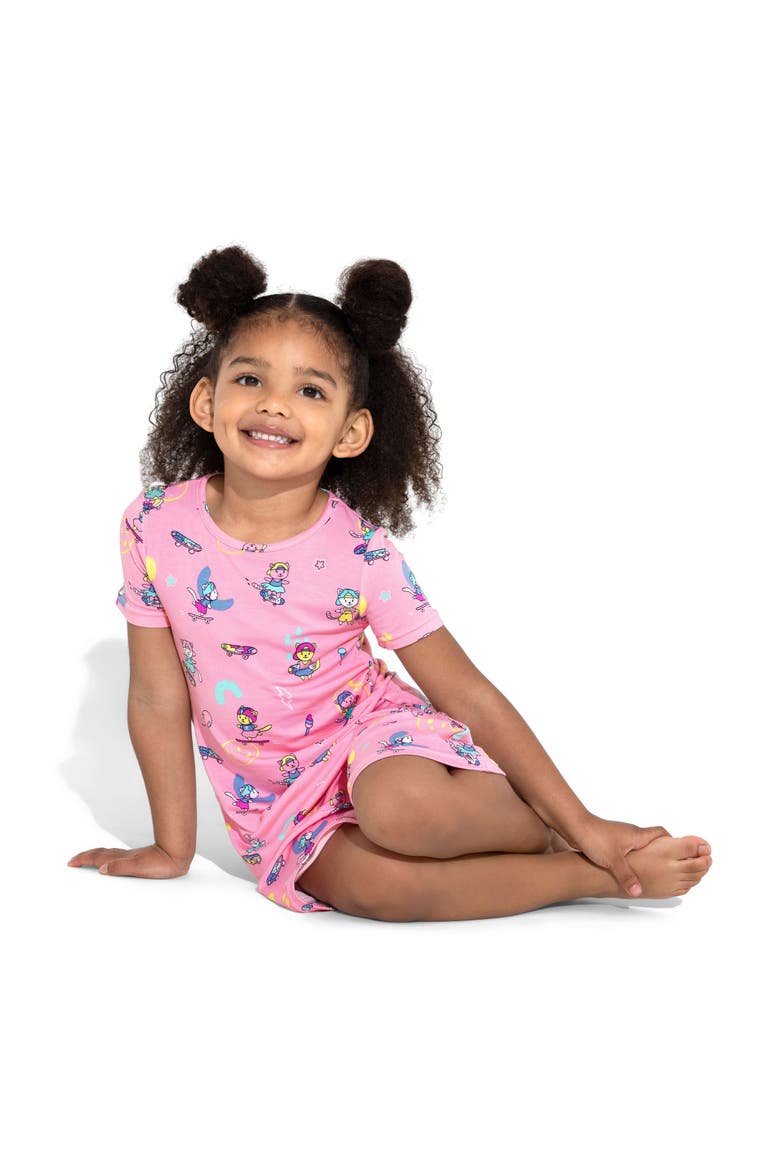 Kids' Skater Kitty Short Sleeve Dress, Alternate, color, Skater Kitty