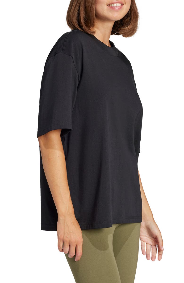 adidas Essentials Contemporary Logo Boyfriend T-Shirt, Alternate, color, Black