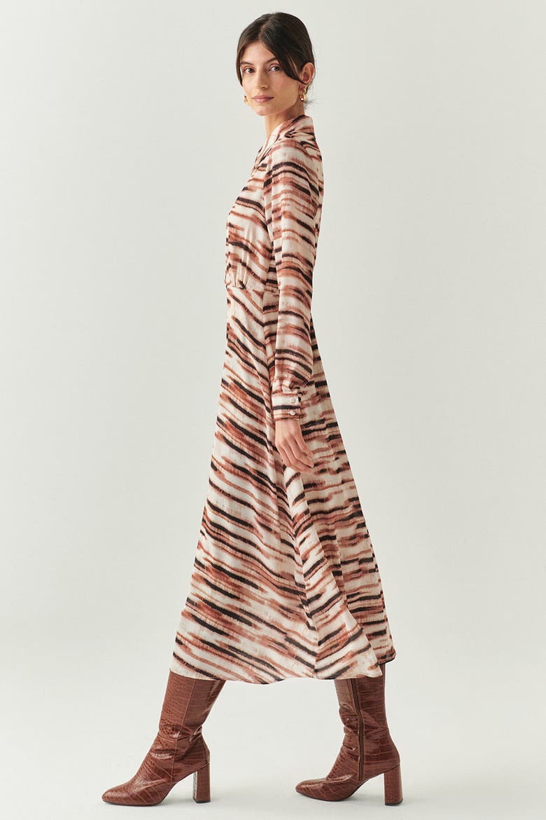 Fallon Chiffon Midi Dress, Alternate, color, Brown