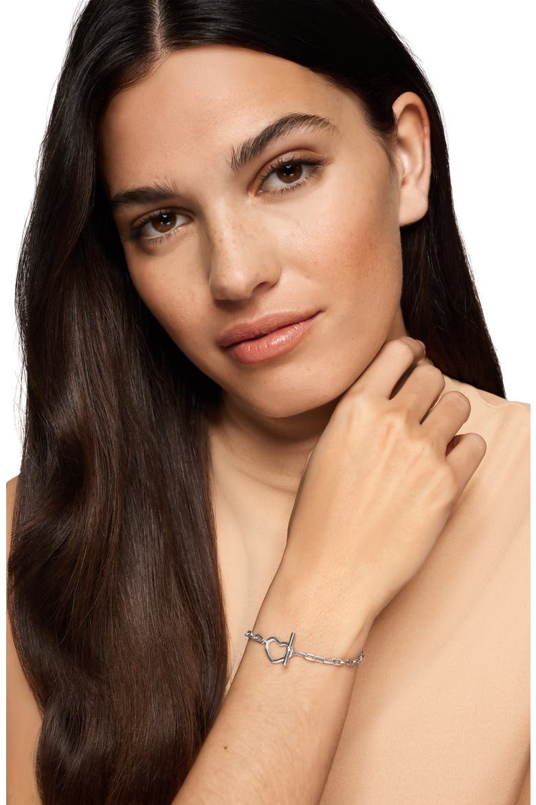 DY Madison Sterling Silver Heart Toggle Chain Bracelet, 3mm, Alternate, color, SILVER