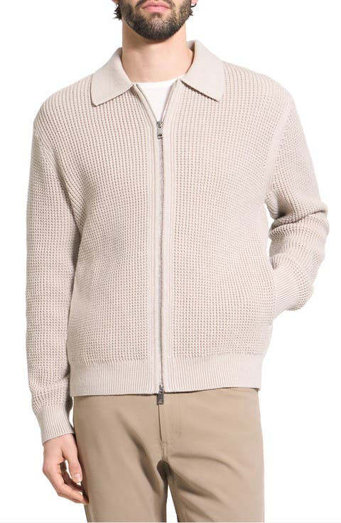 Gary Waffle Knit Zip Cardigan
