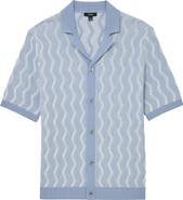 Reiss Johnny Wave Knit Cotton Camp Shirt