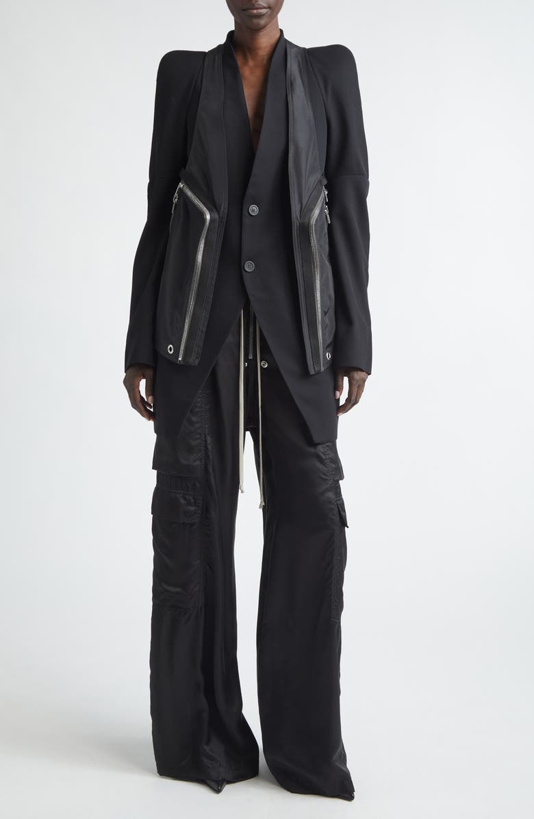 Rick Owens Cargobelas Satin Cargo Pants, Alternate, color, Black