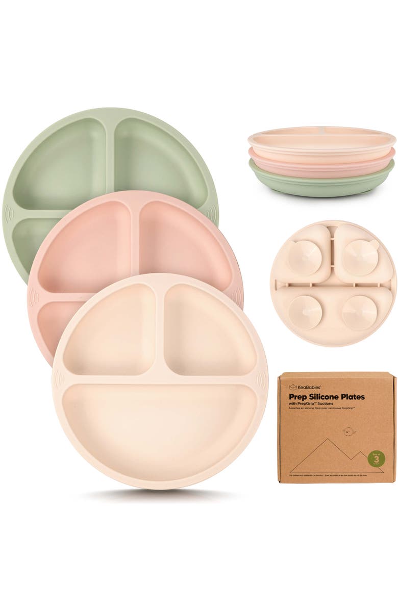 KeaBabies 3-Pack Prep Silicone Suction Plates, Main, color, Macaron