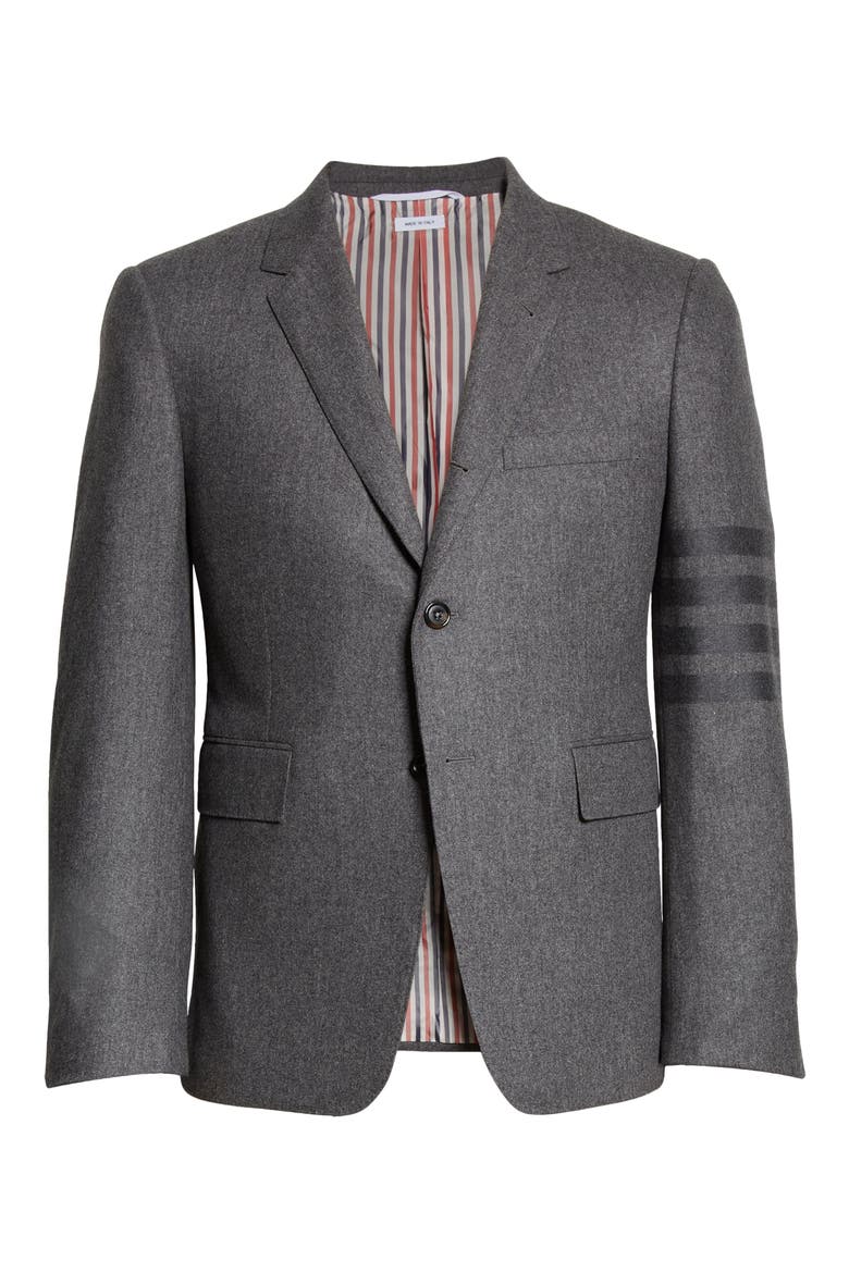 4-Bar Wool & Cashmere Flannel Sport Coat, Alternate, color, MED GREY
