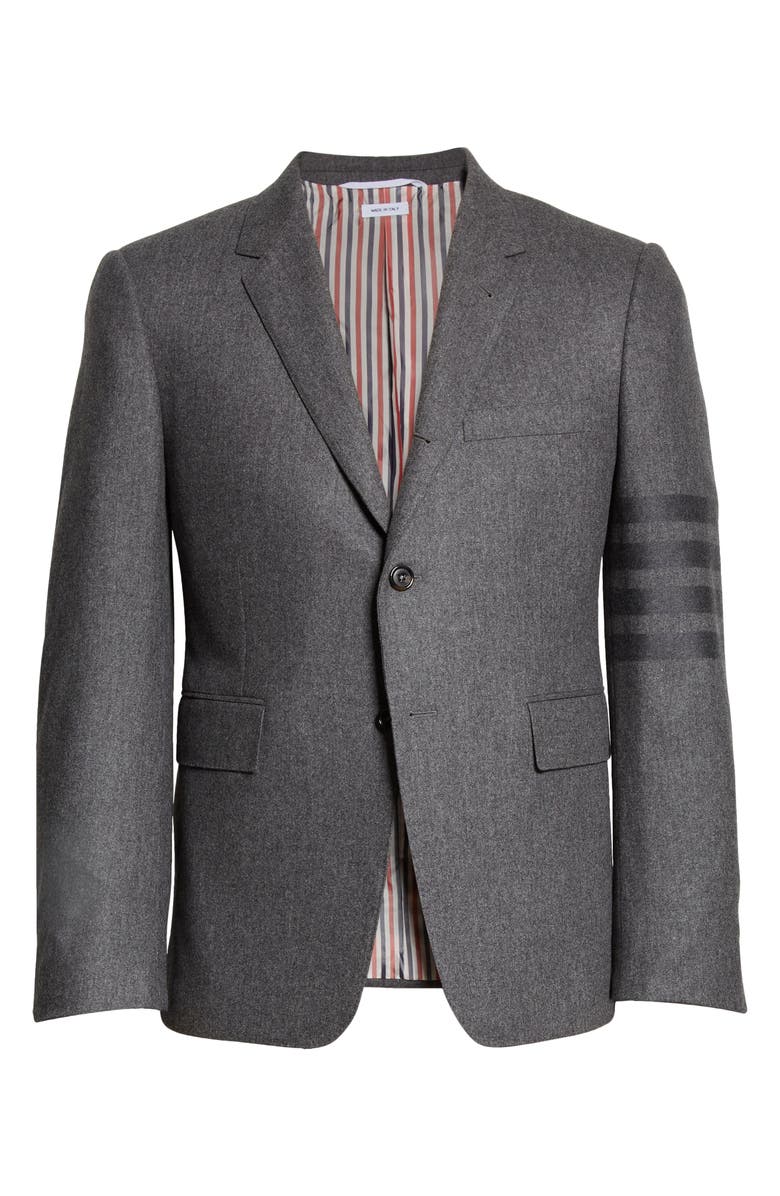 Thom Browne 4-Bar Wool & Cashmere Flannel Sport Coat, Alternate, color, Med Grey