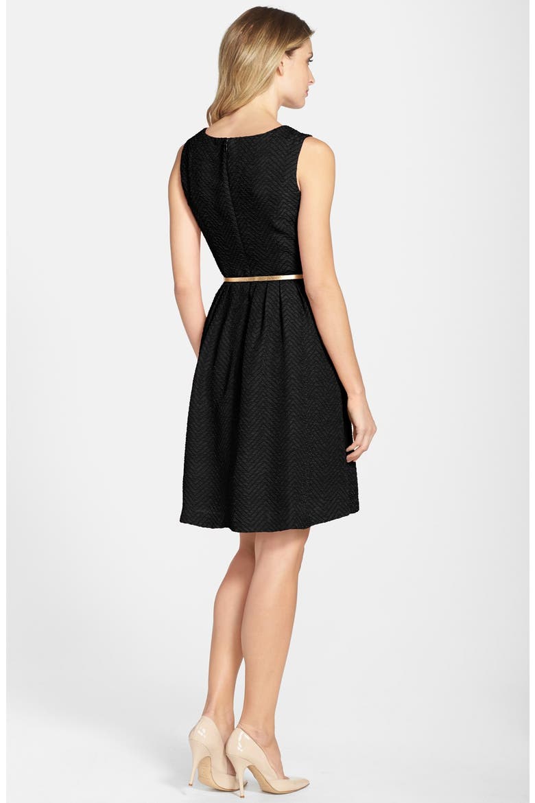 Knit Fit & Flare Dress, Alternate, color, BLACK