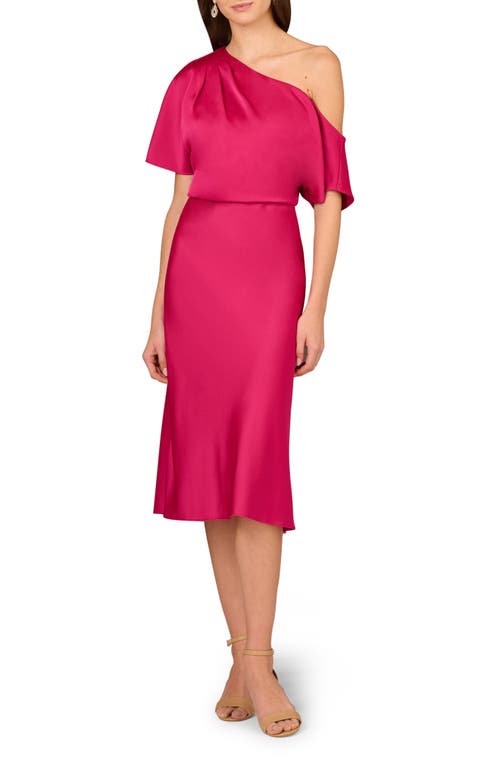 AIDAN MATTOX AIDAN MATTOX BY ADRIANNA PAPELL ONE-SHOULDER SATIN CREPE MIDI DRESS