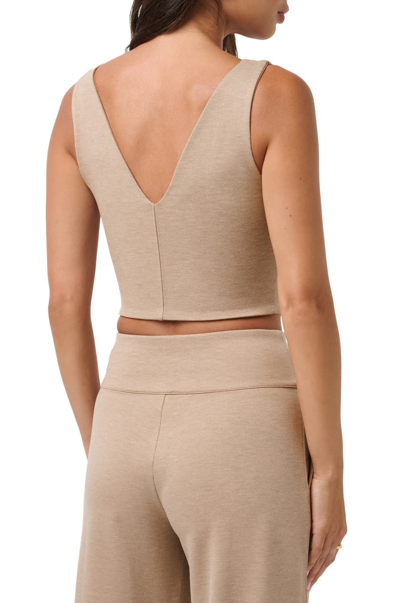TravisMathew Friday Ponte Square Neck Crop Tank, Alternate, color, Heather Portabella