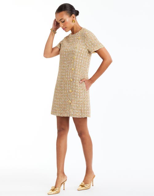 Mestiza New York Isolde Metallic Tweed Mini Dress In Gold