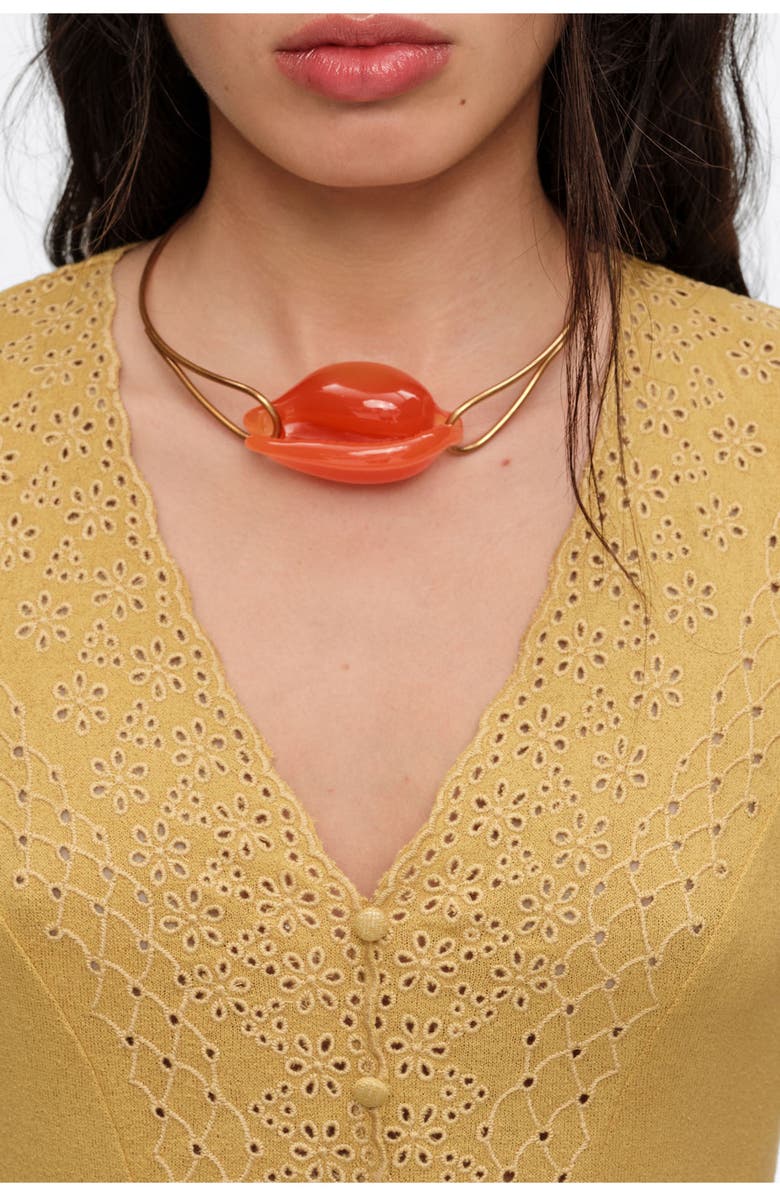 Bimba y Lola Resin Seashell Choker Necklace, Alternate, color, Orange