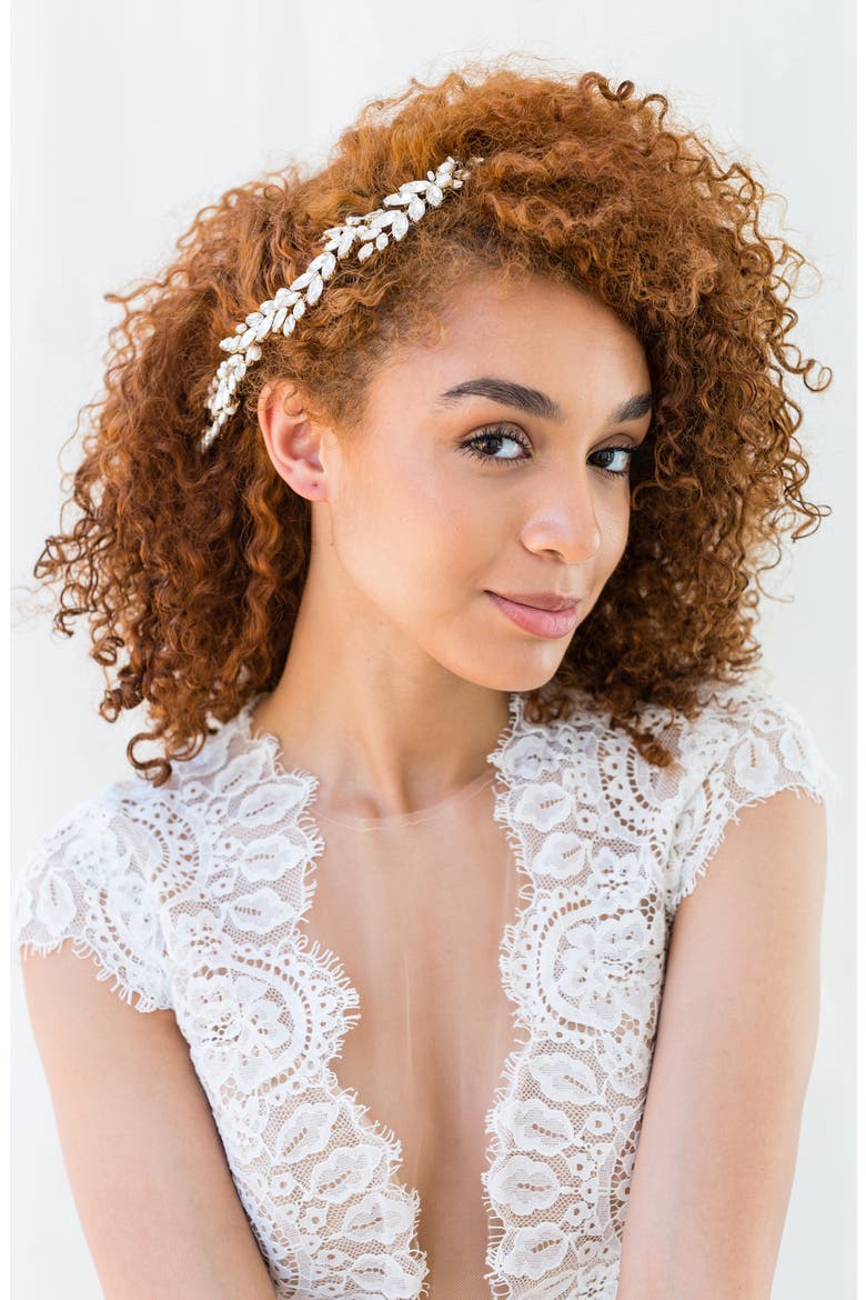 Abrielle Pearl & Crystal Halo Comb, Alternate, color, SILVER