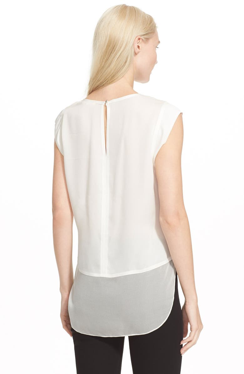 Rebecca Taylor 'Charlie' Sheer Inset Silk Top, Alternate, color, 