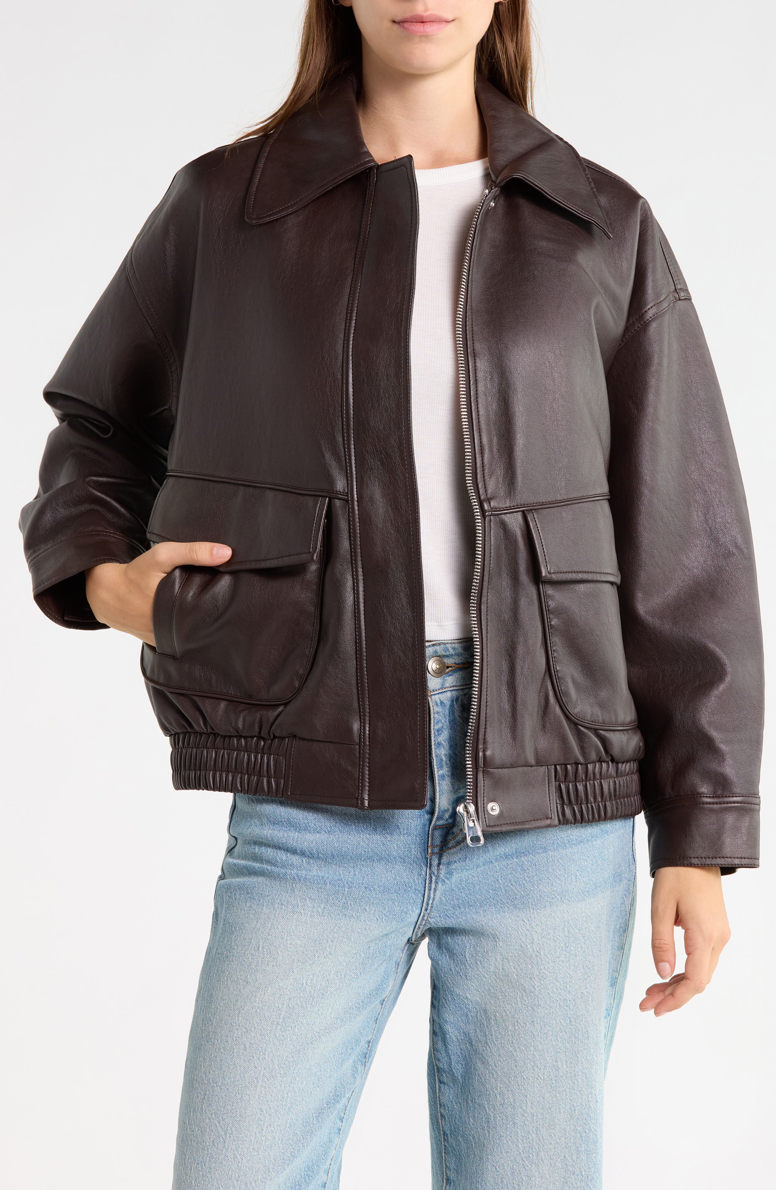 Oversized Faux Leather Jacket