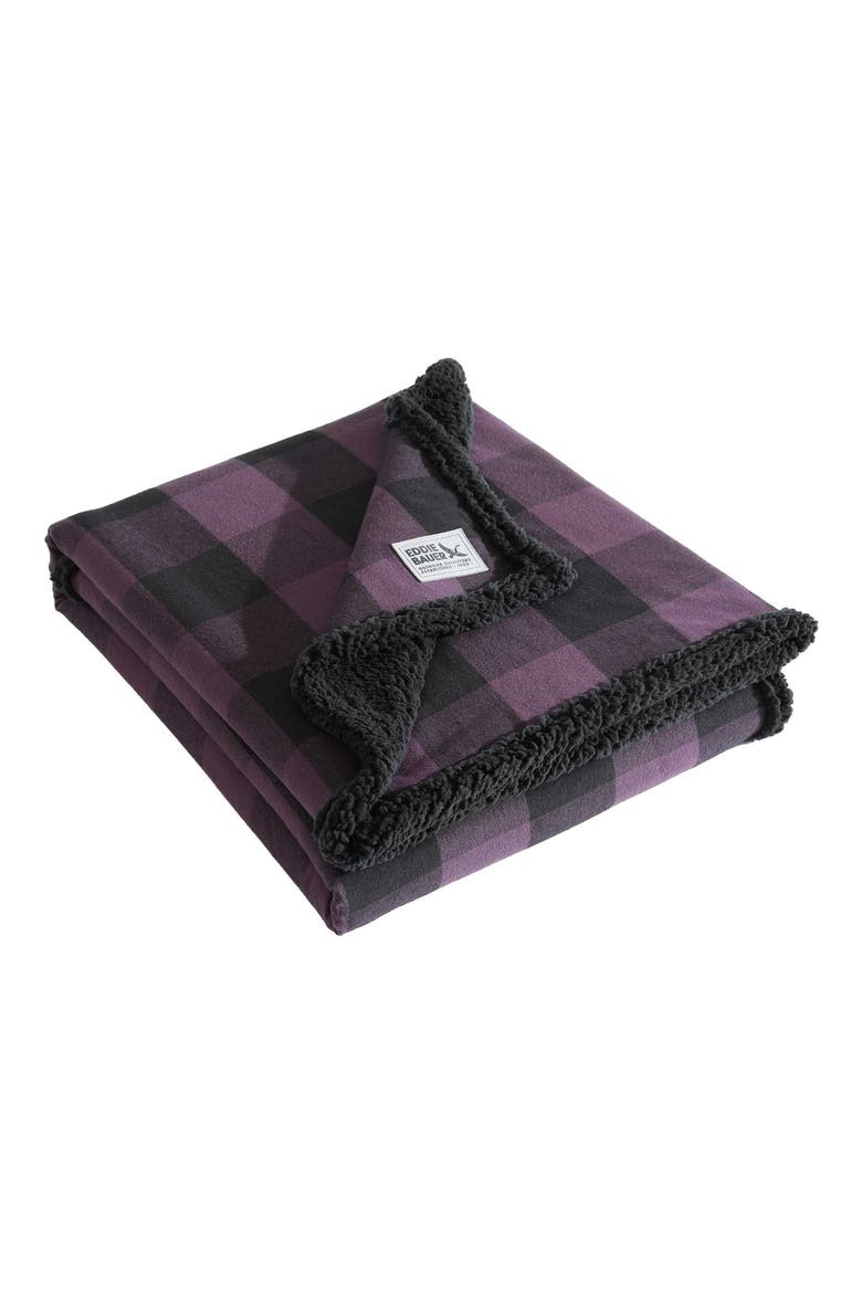 Cabin Plaid Throw Blanket, Main, color, DARK PURPLE