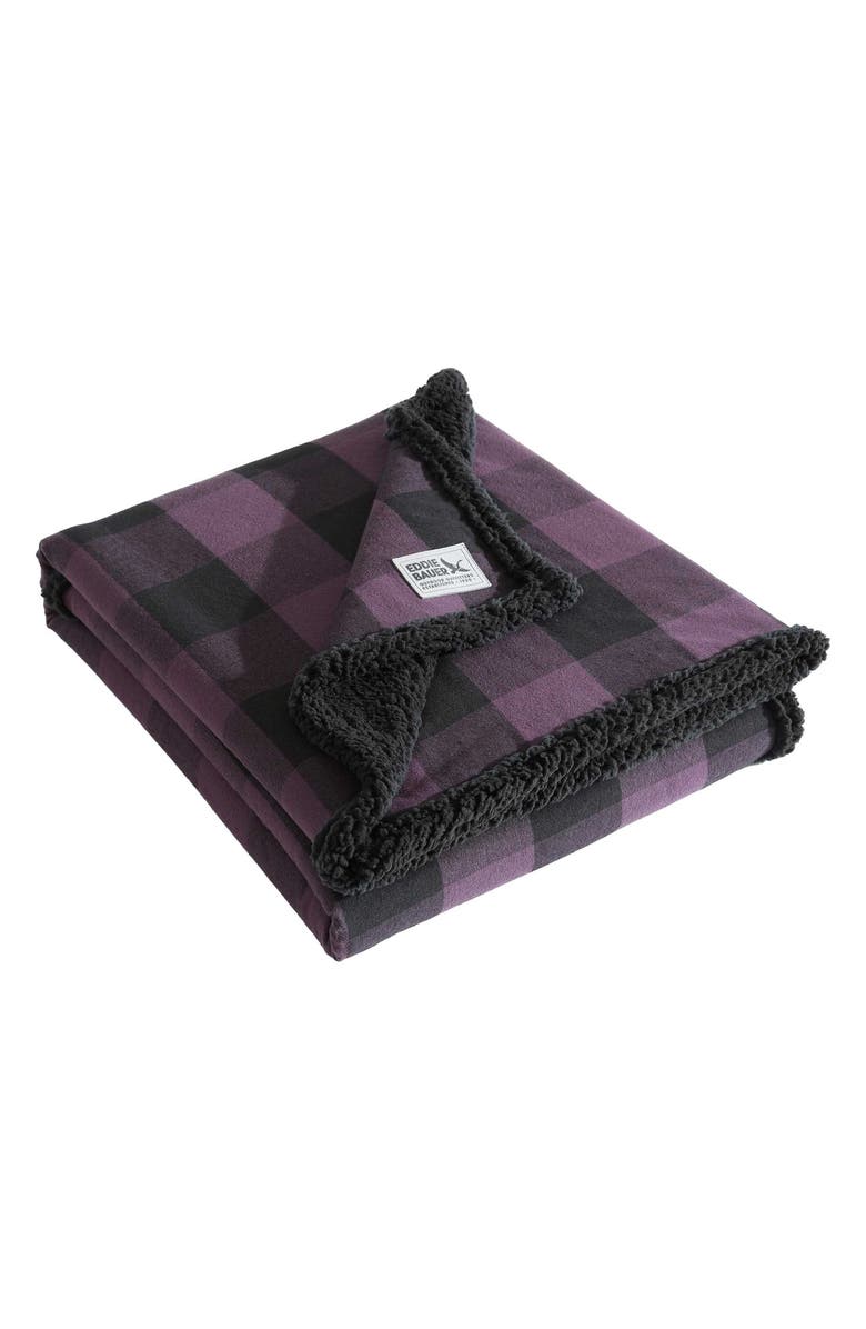 Eddie Bauer Cabin Plaid Throw Blanket, Main, color, Dark Purple