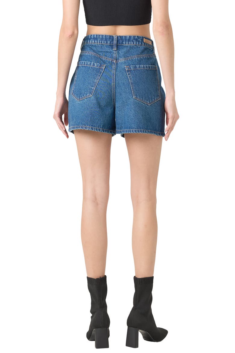Grommet High Waist Denim Shorts, Alternate, color, SILVER DREAMS