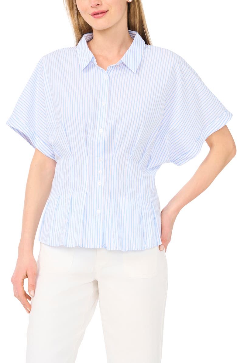 CeCe Pleat Waist Top, Alternate, color, New Ivory