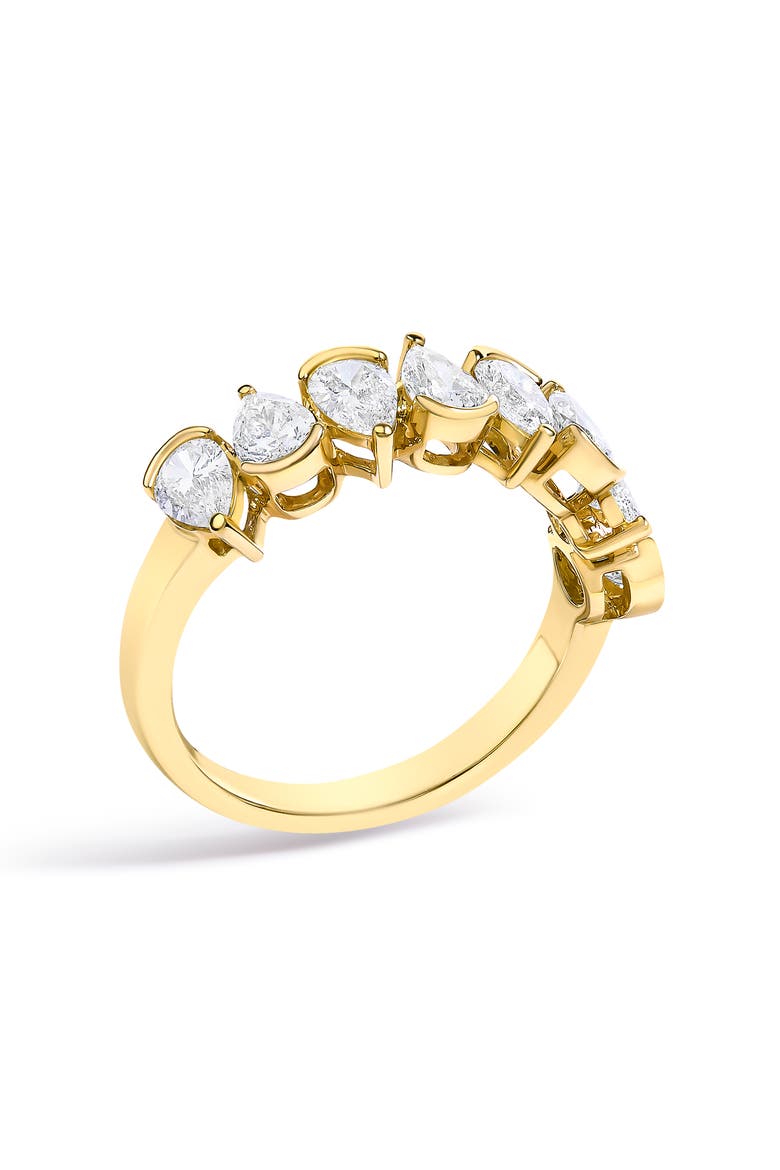 14K Gold 1 2/3 Cttw Lab Grown Pear Shaped Diamond Band Ring, Alternate, color, Yellow Gold