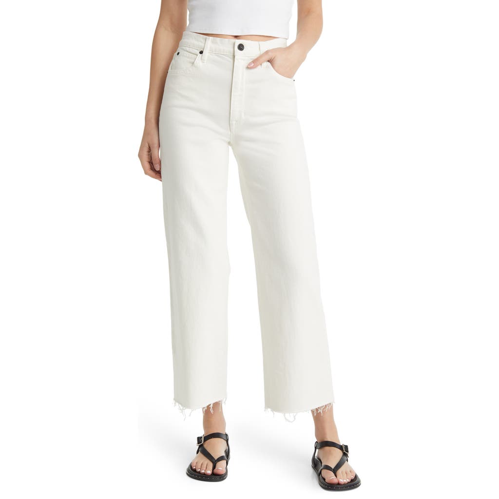 SLVRLAKE Grace High Waist Raw Hem Ankle Wide Leg Jeans in White