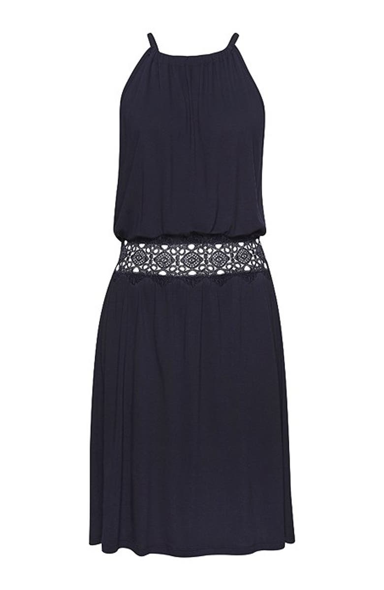 LASCANA Women's Crochet Detail Dress, Alternate, color, Navy