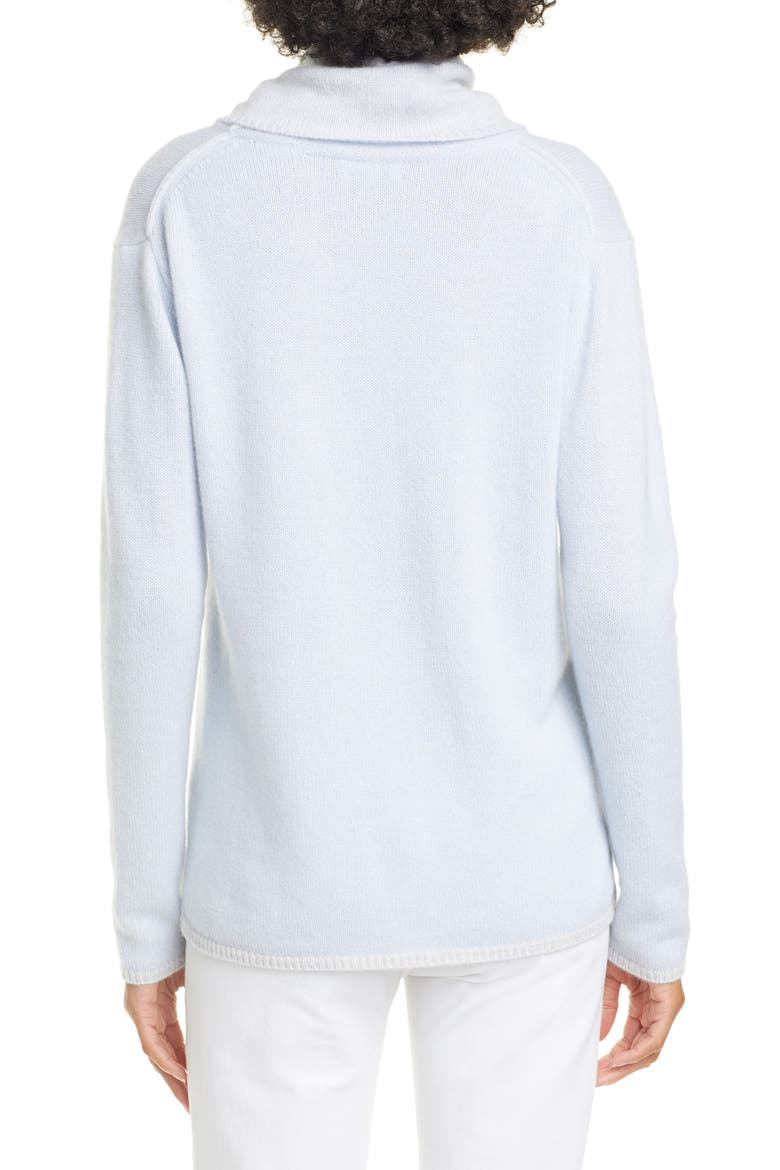 Cowl Neck Cashmere Sweater, Alternate, color, CELESTE/ GRIGIO