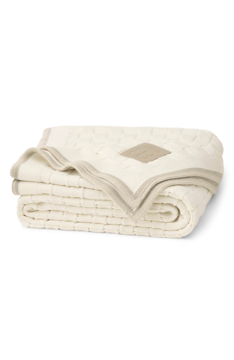 Boll & Branch Basket Weave Knit Organic Cotton Throw Blanket, Main, color, Cream/ Pewter/ Sand