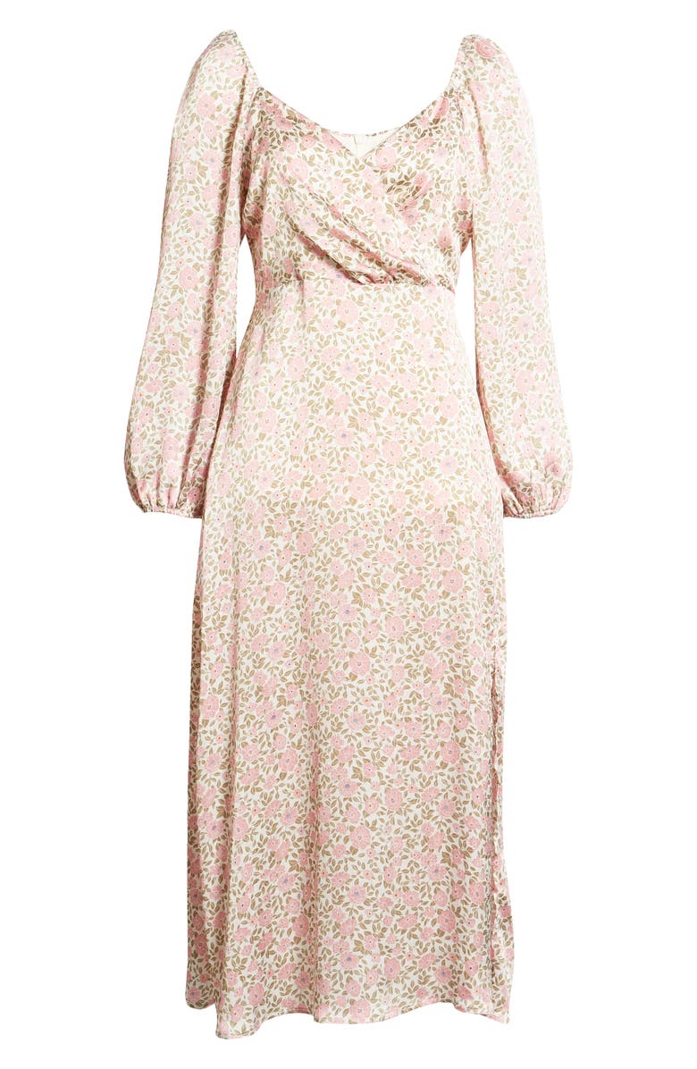 All in Favor Floral Print Long Sleeve Midi Dress, Alternate, color, 