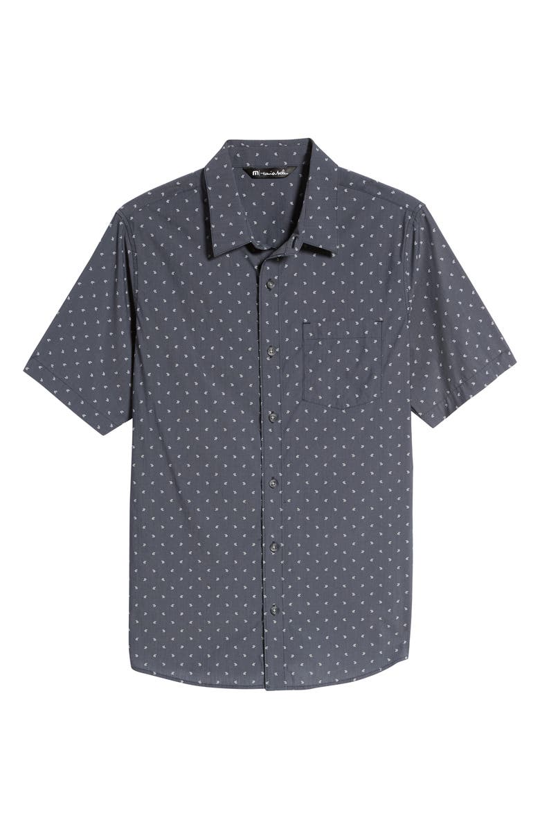 TravisMathew Not Your Best Short Sleeve Button-Up Shirt, Alternate, color, Heather Black