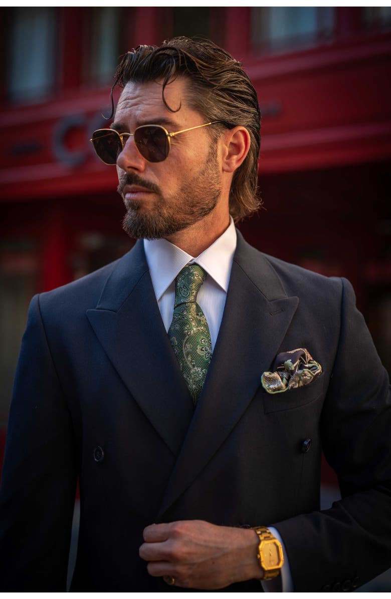 Elizabetta Montello - Extra Long Silk Jacquard Tie for Men, Alternate, color, Green