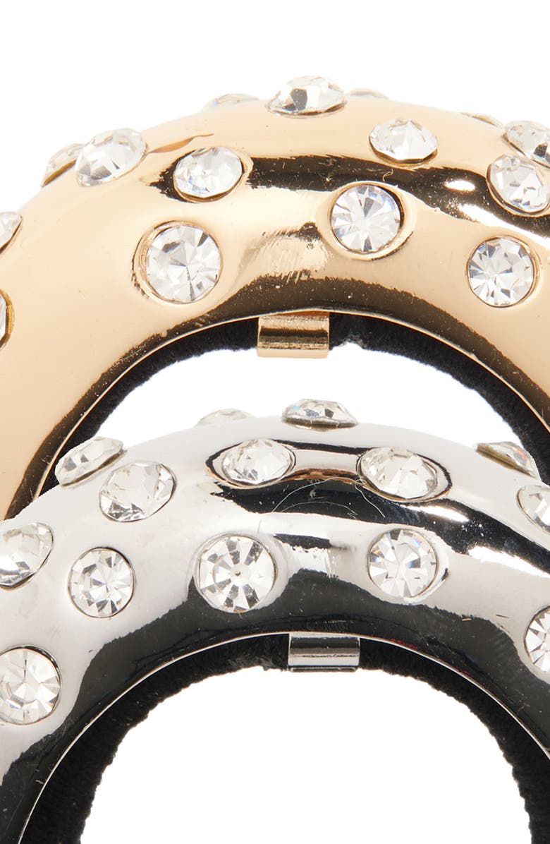 Tasha Assorted 2-Pack Crystal Embellished Ponytail Cuffs, Alternate, color, Gold Silver