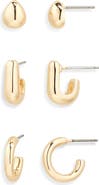 NORDSTROM RACK Set of Three Stud & Hoop Earrings