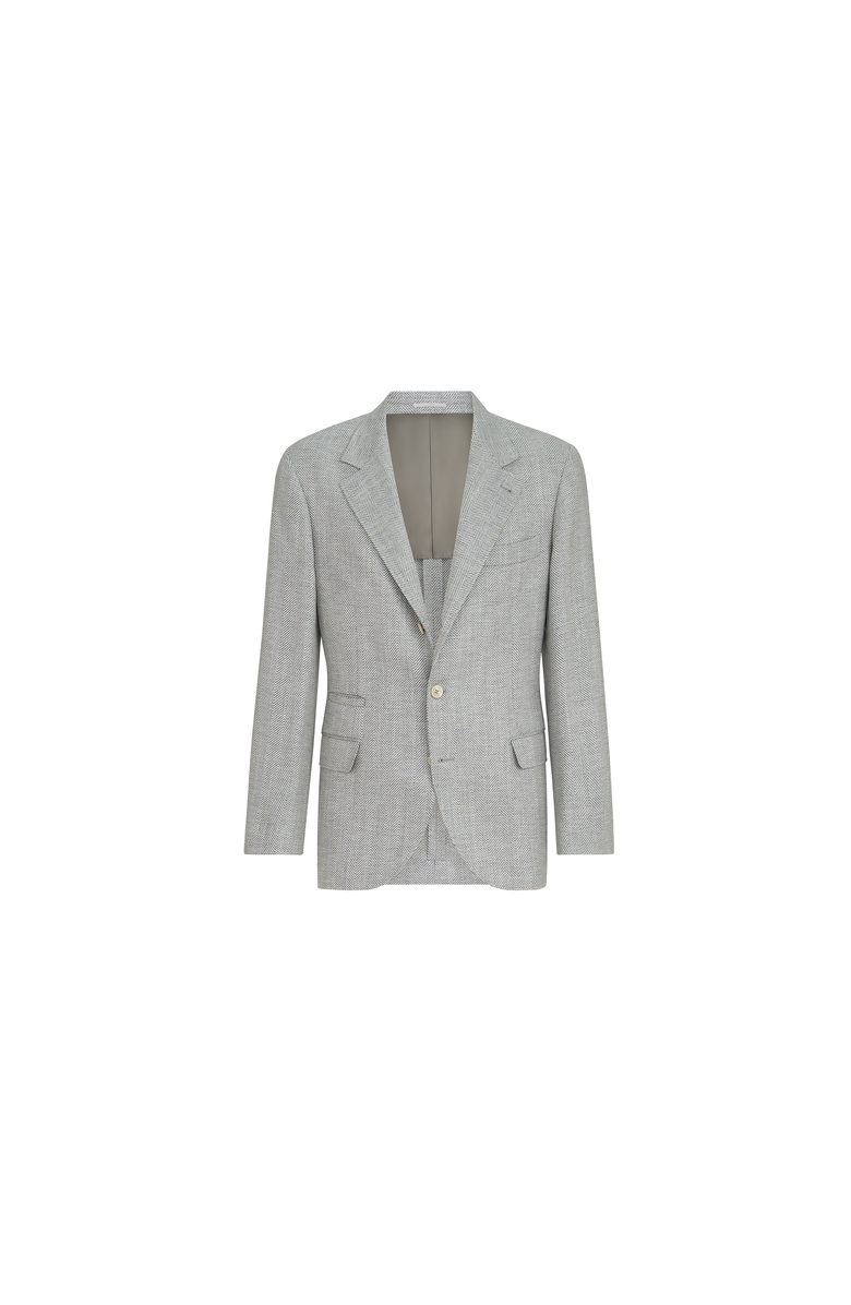 Brunello Cucinelli Wool, alpaca and silk chevron deconstructed blazer, Alternate, color, Cerulean