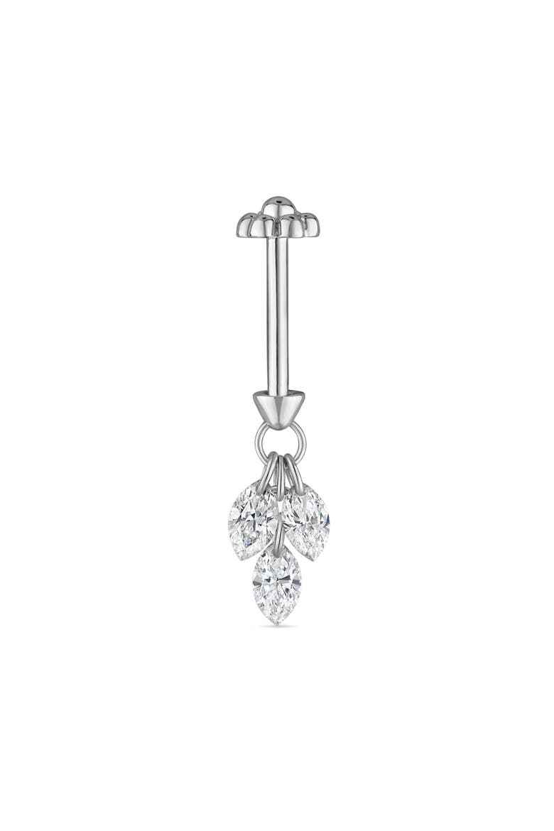 Floating Diamond Plume Single Threaded Stud Earring, Alternate, color, WHITE GOLD
