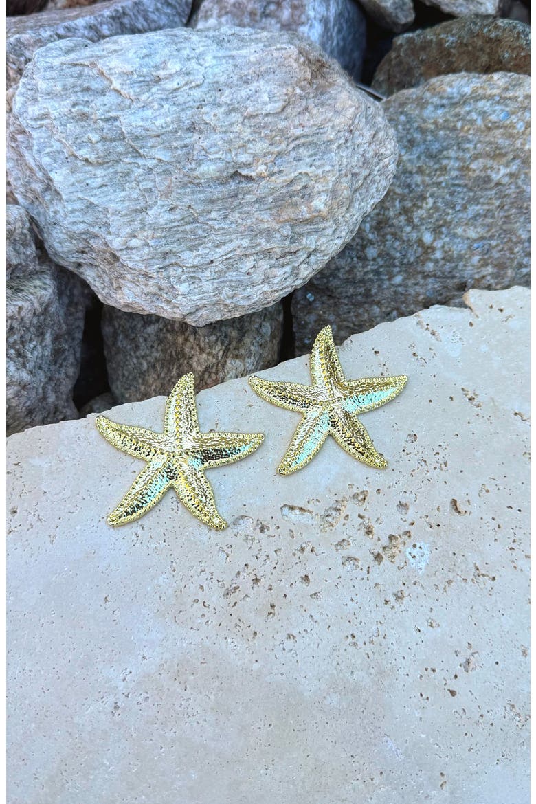 Starfish Drop Earrings, Alternate, color, GOLD