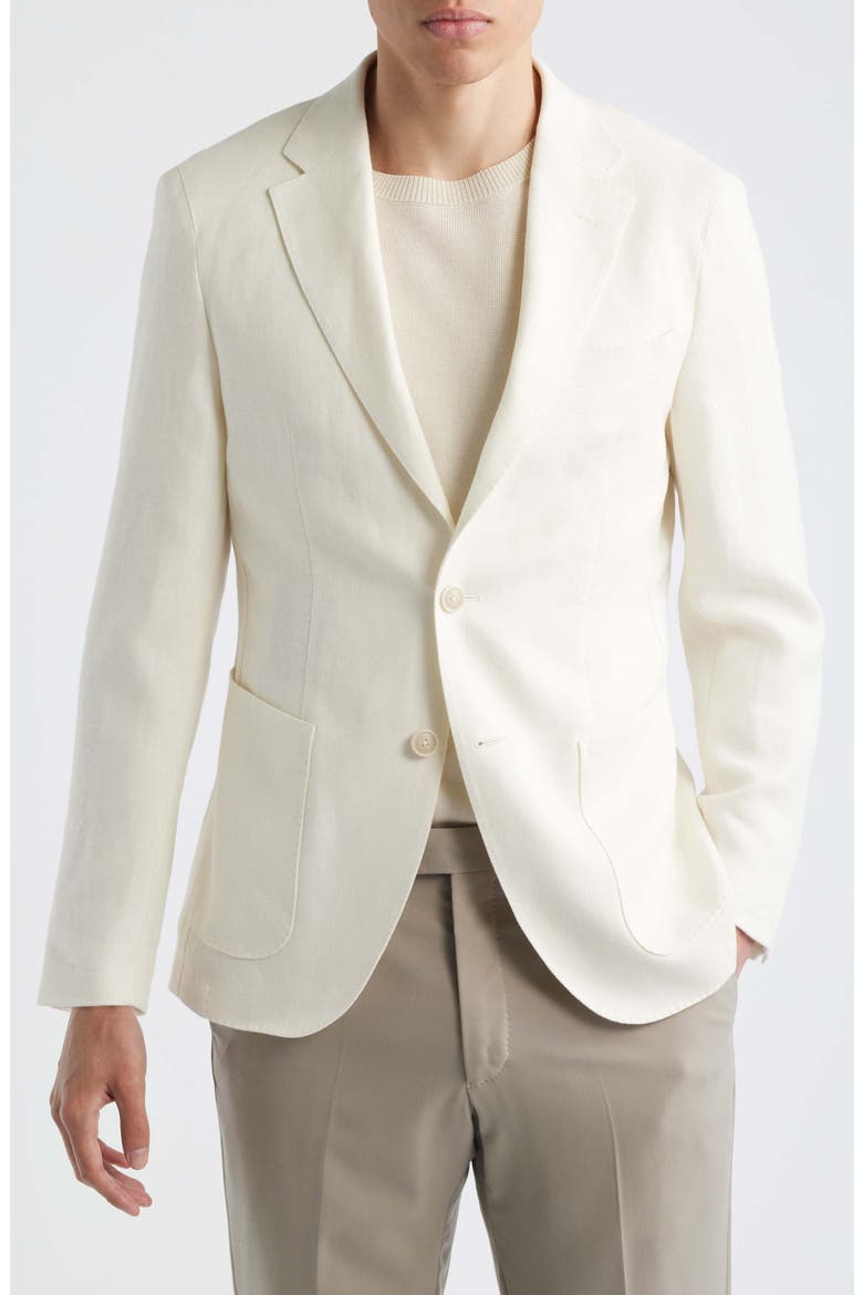 Heston Slim Fit Off White Wool & Linen Herringbone Sport Coat, Main, color, OPEN WHITE