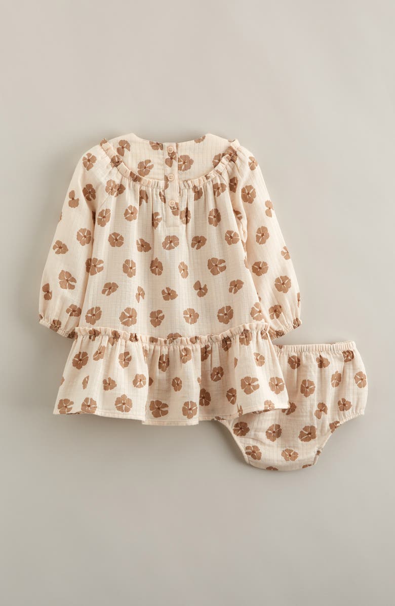 Nordstrom Long Sleeve Cotton Gauze Dress & Bloomers, Alternate, color, Ivory Eggnog Blossom