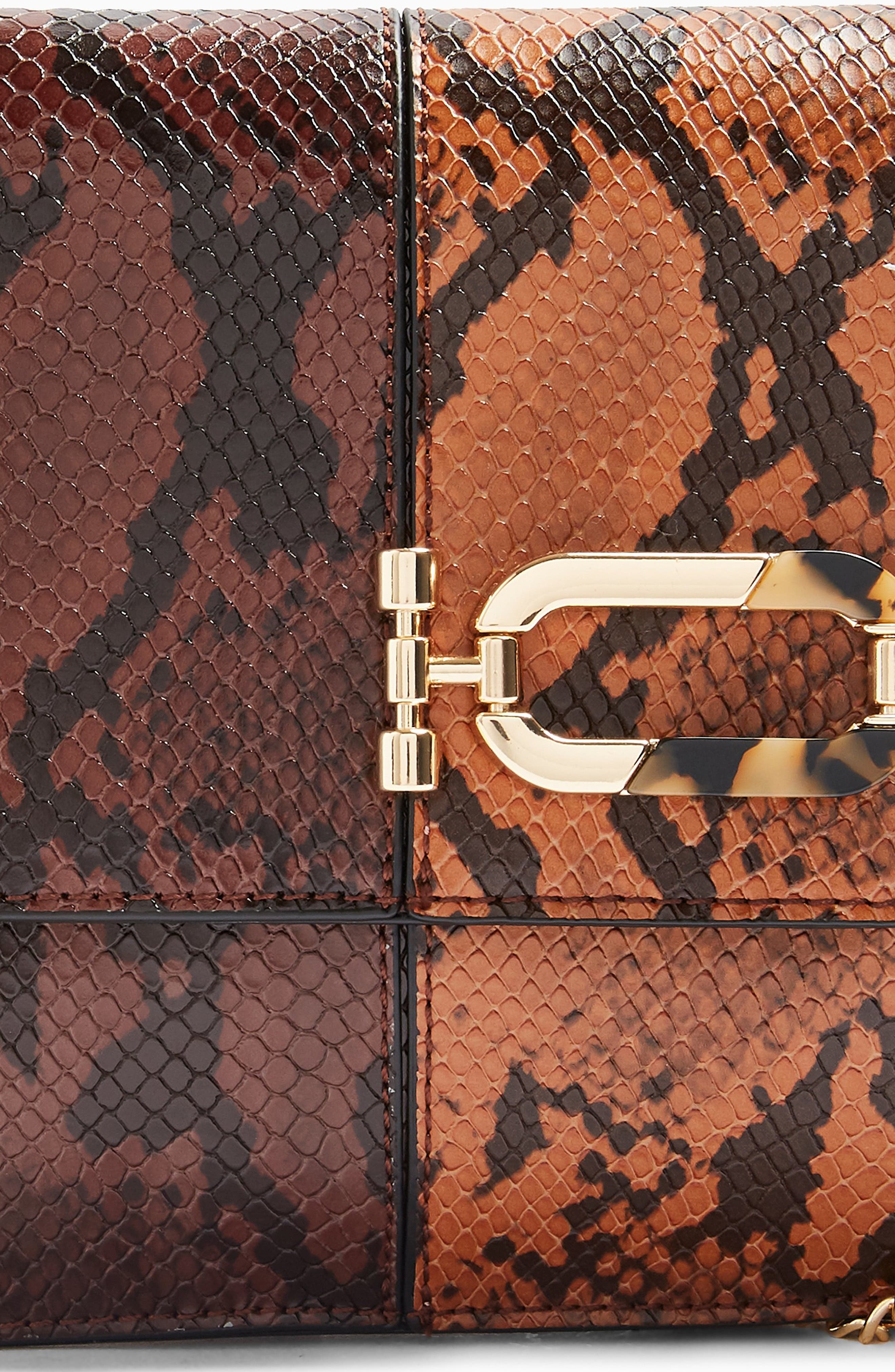 Topshop Snake Embossed Convertible Faux Leather Clutch, Alternate, color, 
