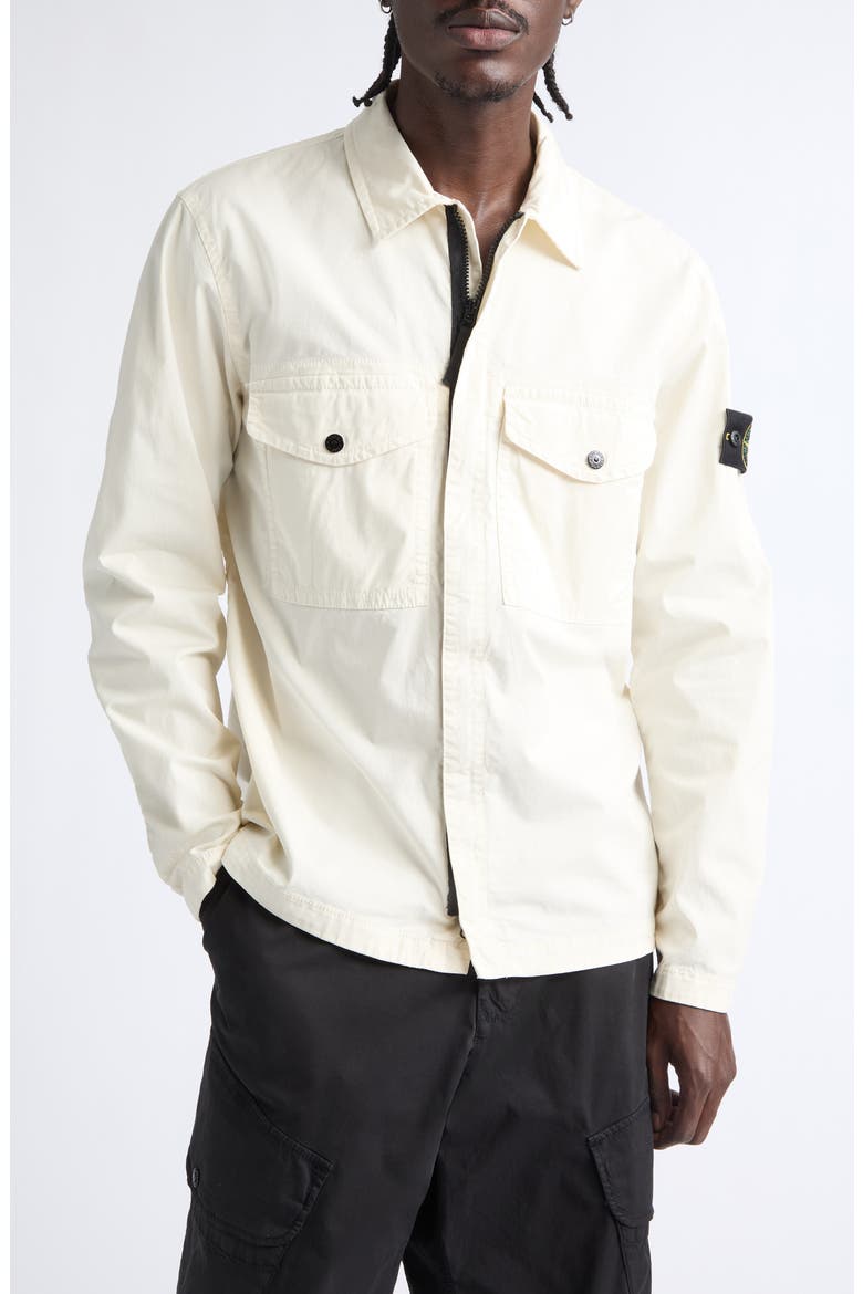 Stretch Organic Cotton Twill Overshirt, Main, color, V0093 IVORY