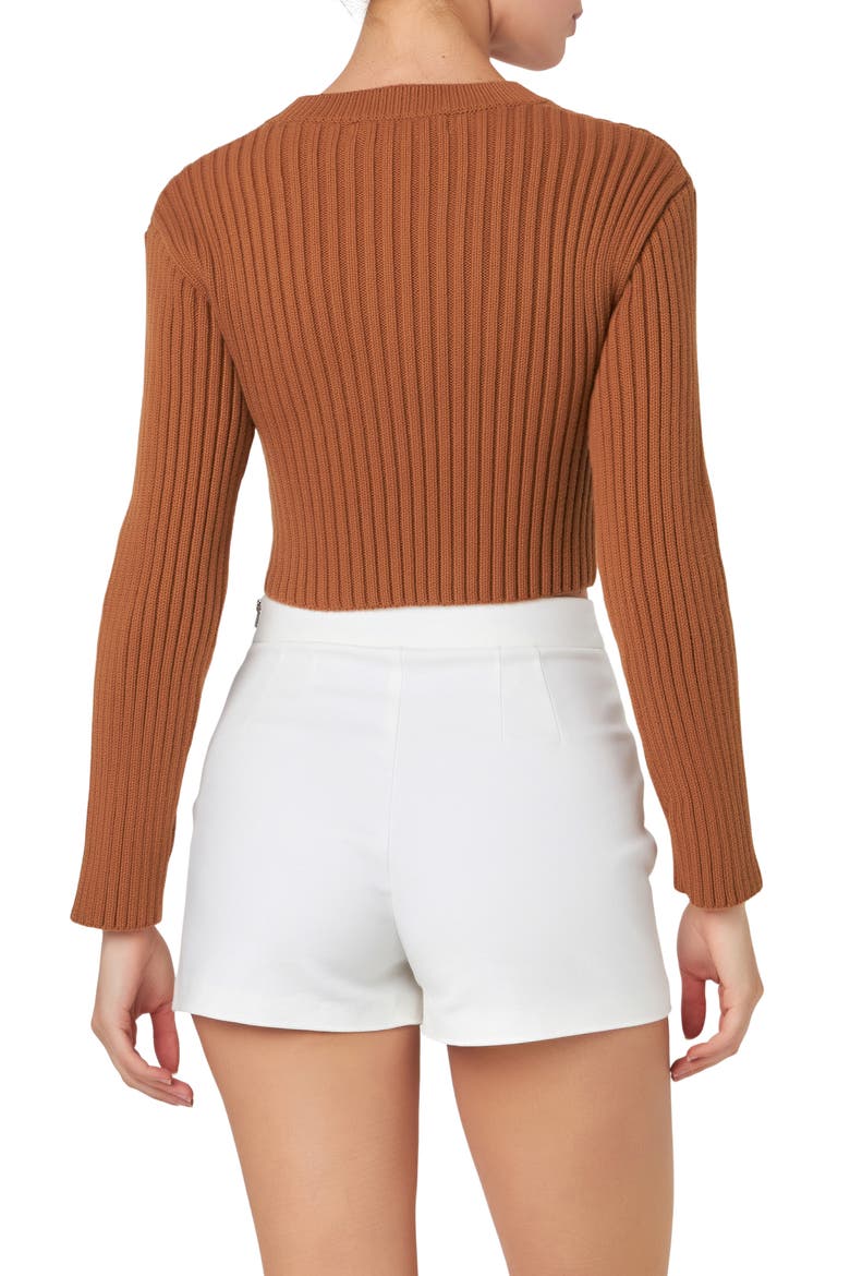 Crop Rib Sweater, Alternate, color, CAMEL