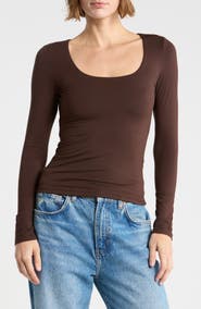 Abound Square Neck Long Sleeve Top
