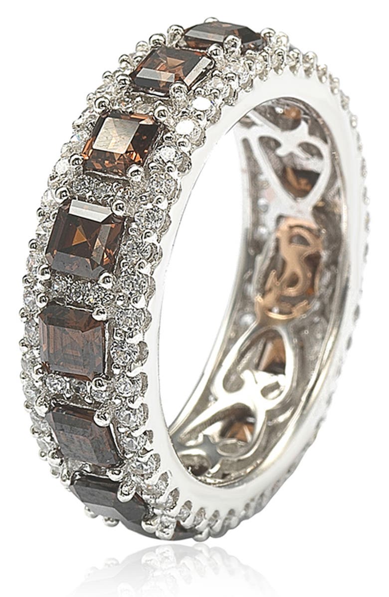 SUZY LEVIAN Sterling Silver Asscher Cut Brown & White CZ Ring, Alternate, color, 